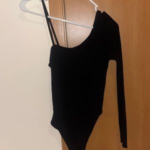 Black one shoulder bodysuit